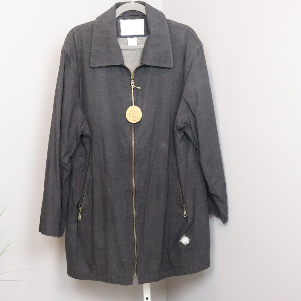 Vintage Blue Willi's Denmark Zip Jacket Coat Gray Organic Cotton NWT Unisex‎